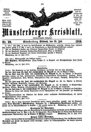 Münsterberger Kreisblatt vom 20.07.1910