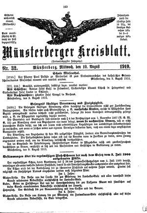 Münsterberger Kreisblatt vom 10.08.1910