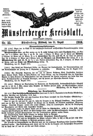 Münsterberger Kreisblatt vom 31.08.1910