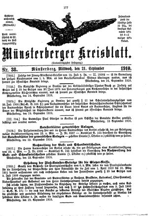 Münsterberger Kreisblatt vom 21.09.1910
