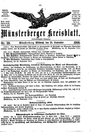Münsterberger Kreisblatt vom 28.09.1910