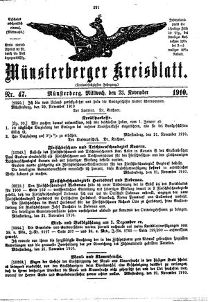 Münsterberger Kreisblatt vom 23.11.1910