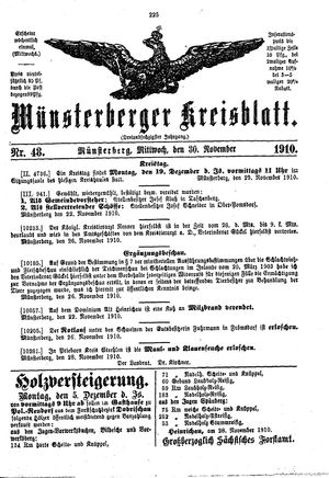 Münsterberger Kreisblatt vom 30.11.1910