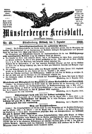 Münsterberger Kreisblatt vom 07.12.1910