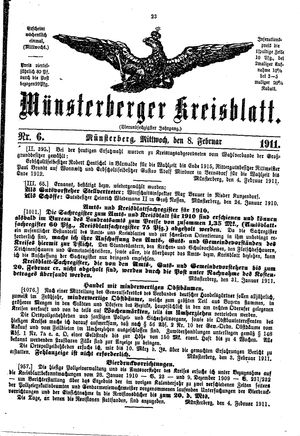 Münsterberger Kreisblatt vom 08.02.1911