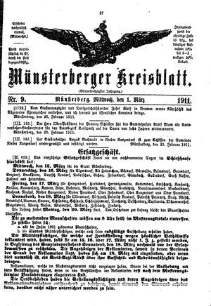 Münsterberger Kreisblatt vom 01.03.1911