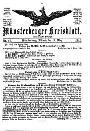 Münsterberger Kreisblatt on Mar 15, 1911