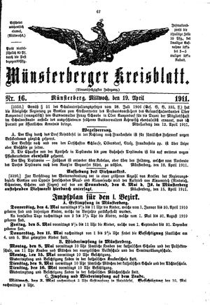 Münsterberger Kreisblatt vom 19.04.1911