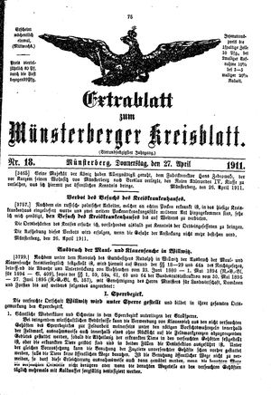 Münsterberger Kreisblatt vom 27.04.1911