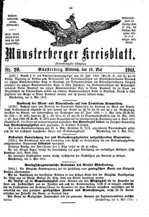Münsterberger Kreisblatt vom 10.05.1911