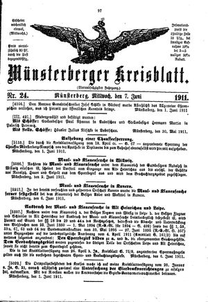 Münsterberger Kreisblatt vom 07.06.1911