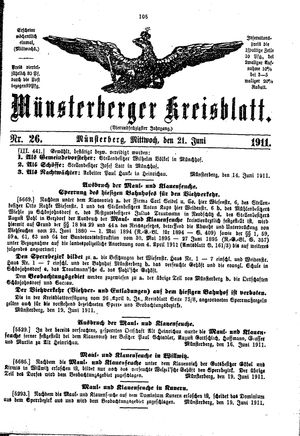 Münsterberger Kreisblatt on Jun 21, 1911