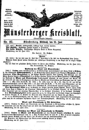 Münsterberger Kreisblatt vom 28.06.1911