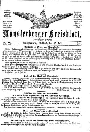 Münsterberger Kreisblatt vom 12.07.1911