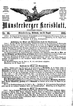Münsterberger Kreisblatt vom 30.08.1911