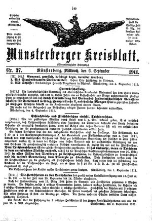 Münsterberger Kreisblatt vom 06.09.1911