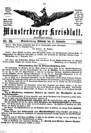 Münsterberger Kreisblatt vom 13.09.1911