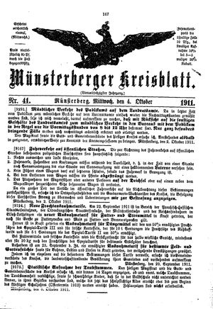 Münsterberger Kreisblatt vom 04.10.1911
