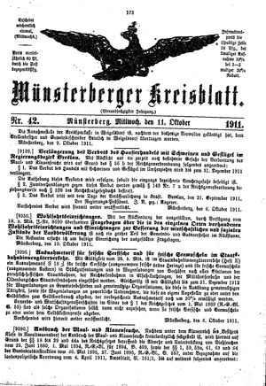 Münsterberger Kreisblatt vom 11.10.1911