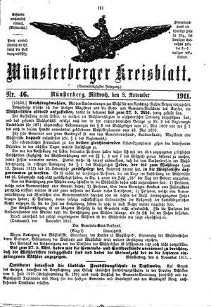 Münsterberger Kreisblatt vom 08.11.1911