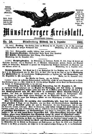 Münsterberger Kreisblatt vom 06.12.1911