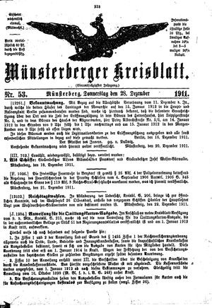 Münsterberger Kreisblatt vom 28.12.1911