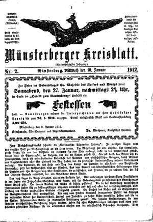 Münsterberger Kreisblatt vom 10.01.1912