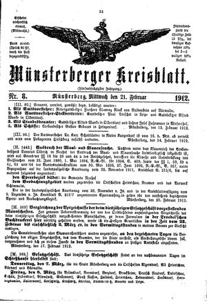 Münsterberger Kreisblatt vom 21.02.1912