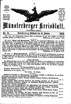 Münsterberger Kreisblatt vom 28.02.1912