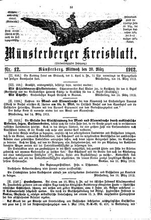 Münsterberger Kreisblatt on Mar 20, 1912