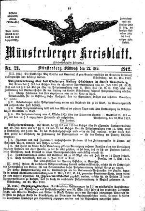 Münsterberger Kreisblatt vom 22.05.1912