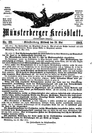 Münsterberger Kreisblatt vom 29.05.1912