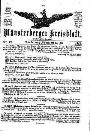 Münsterberger Kreisblatt vom 17.07.1912