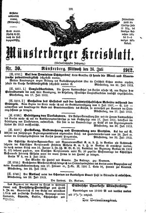 Münsterberger Kreisblatt vom 24.07.1912