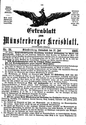 Münsterberger Kreisblatt vom 27.07.1912