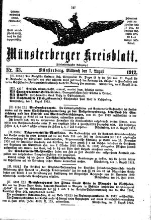 Münsterberger Kreisblatt vom 07.08.1912