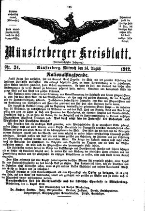 Münsterberger Kreisblatt on Aug 14, 1912