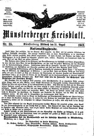 Münsterberger Kreisblatt vom 21.08.1912