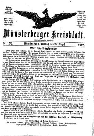 Münsterberger Kreisblatt vom 28.08.1912