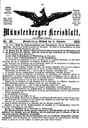 Münsterberger Kreisblatt vom 11.09.1912