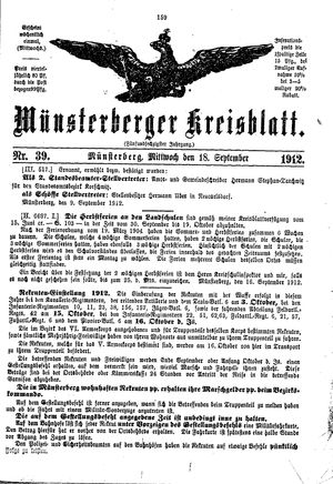 Münsterberger Kreisblatt vom 18.09.1912