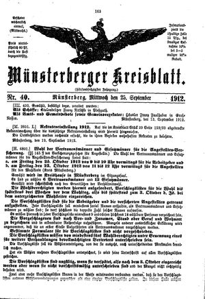 Münsterberger Kreisblatt on Sep 25, 1912