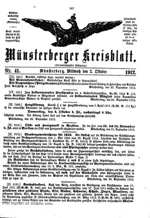 Münsterberger Kreisblatt vom 02.10.1912