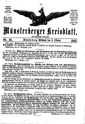Münsterberger Kreisblatt vom 09.10.1912