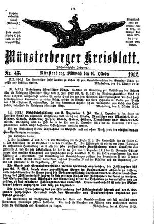 Münsterberger Kreisblatt vom 16.10.1912