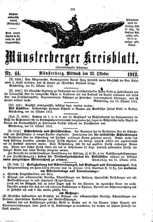 Münsterberger Kreisblatt vom 23.10.1912