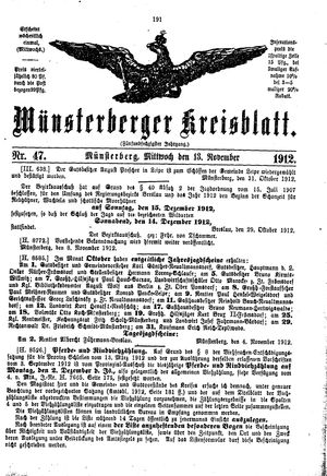 Münsterberger Kreisblatt vom 13.11.1912