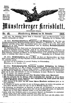 Münsterberger Kreisblatt vom 20.11.1912