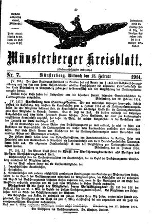 Münsterberger Kreisblatt vom 18.02.1914
