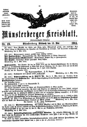 Münsterberger Kreisblatt vom 13.05.1914